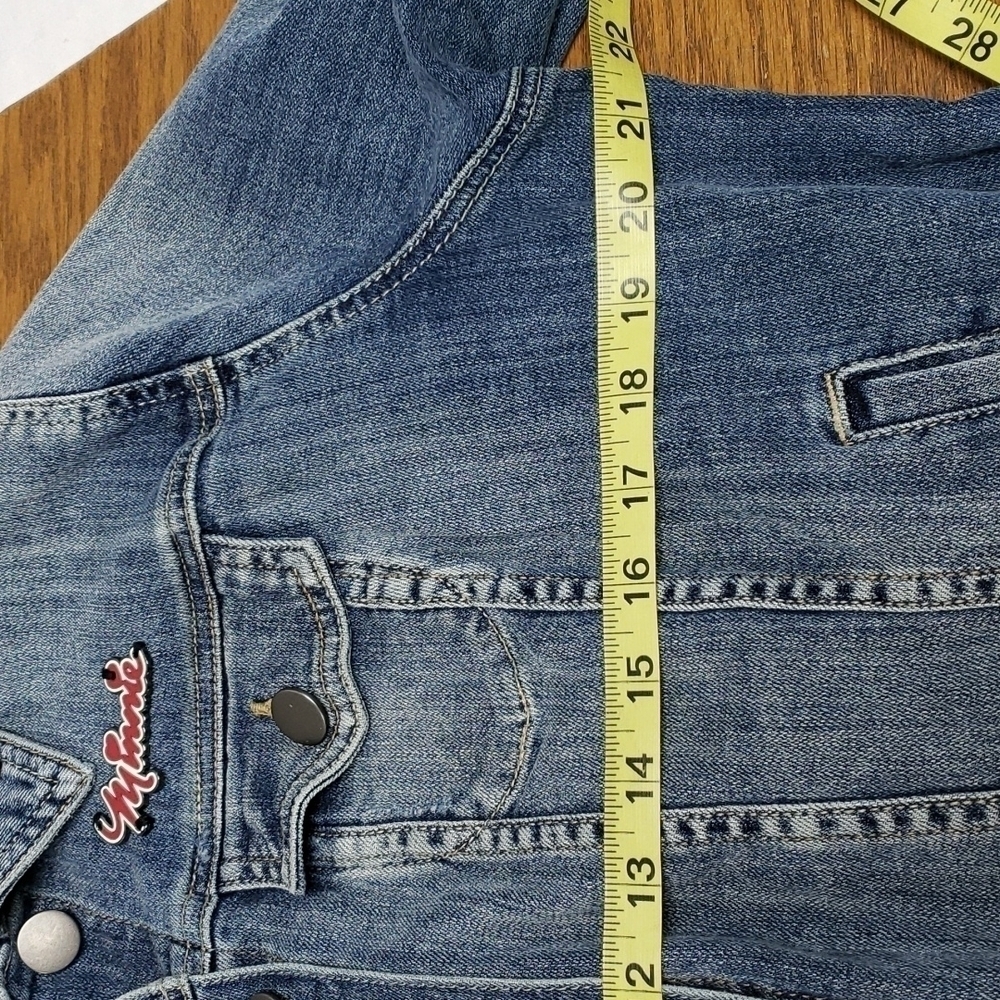 Disney Distressed Denim Jacket with Sewn on Metal Disney Charms sz1 EUC - Picture 11 of 13